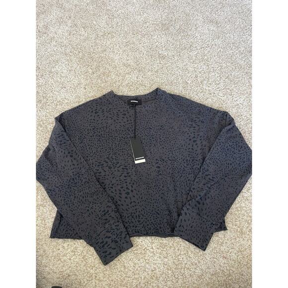 Monrow Cheetah Mini Boyfriend Crop Sweatshirt Small - Picture 4 of 4